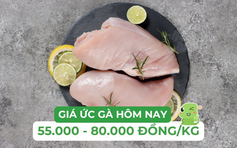 Giá ức gà hôm nay dao động từ 55.000 đến 80.000 đồng/kg tùy từng loại