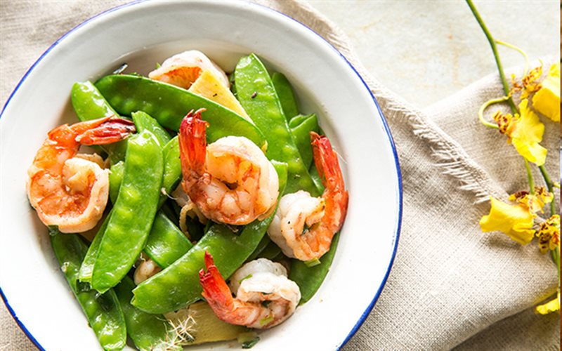 Tôm xào đậu hà lan món ngon thanh mát lại đầy đủ dưỡng chất